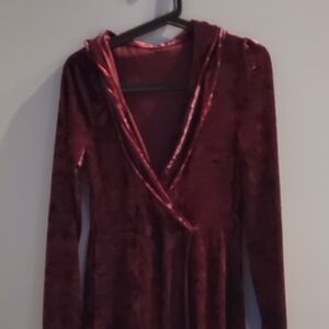 SHEIN Burgundy Velvet Dress